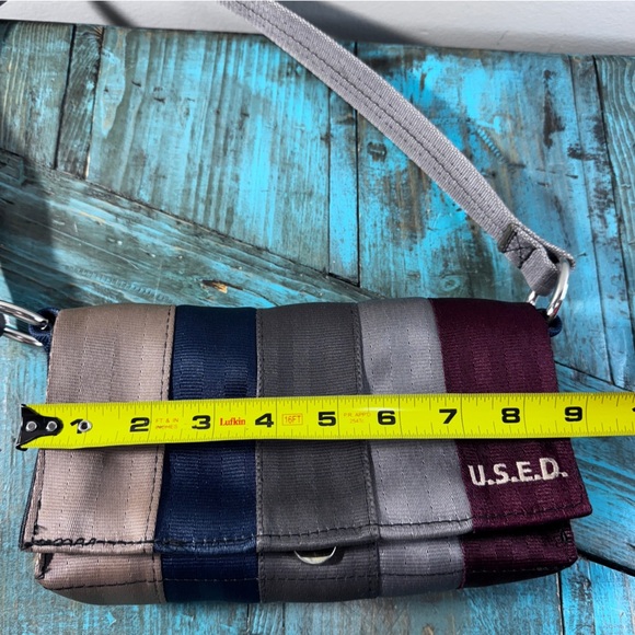 U.S.E.D. Recycled Seatbelt Flap Close Mini Purse - Picture 9 of 14
